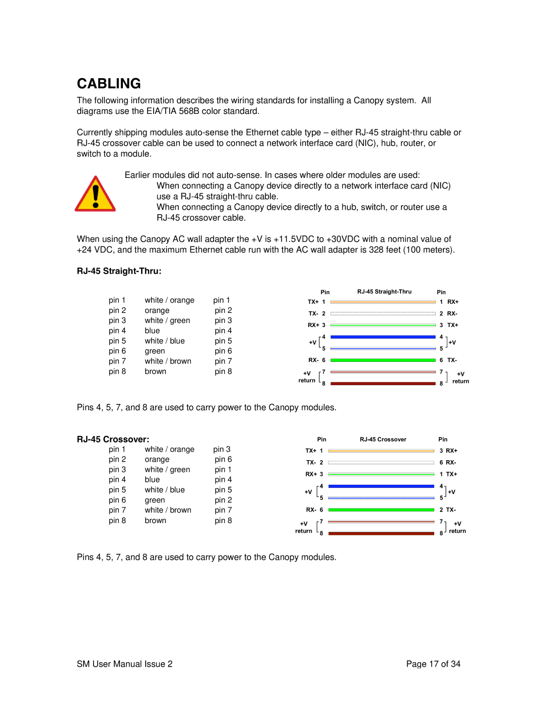 Motorola SM02-UG-en user manual Cabling, RJ-45 Straight-Thru 