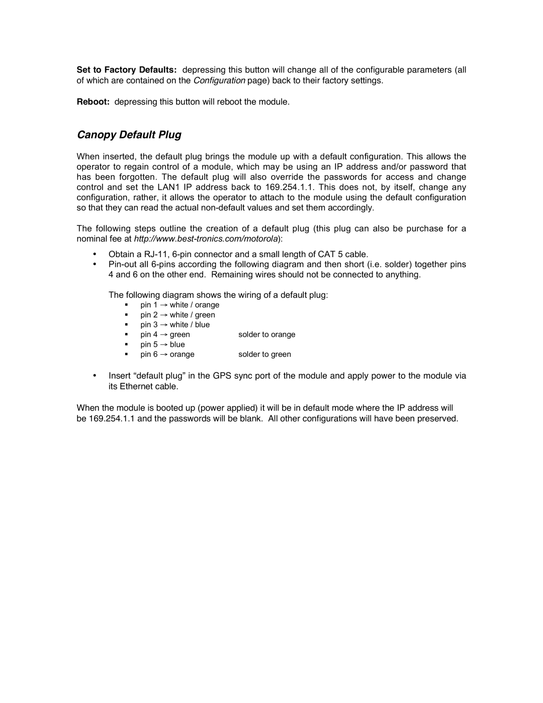 Motorola SM02-UG-en user manual Canopy Default Plug 