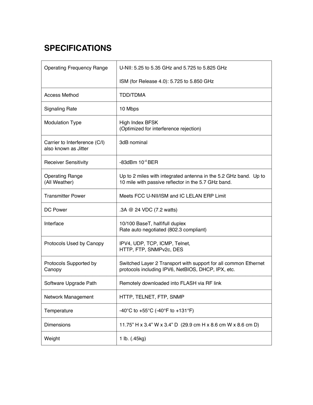 Motorola SM02-UG-en user manual Specifications, Tdd/Tdma 