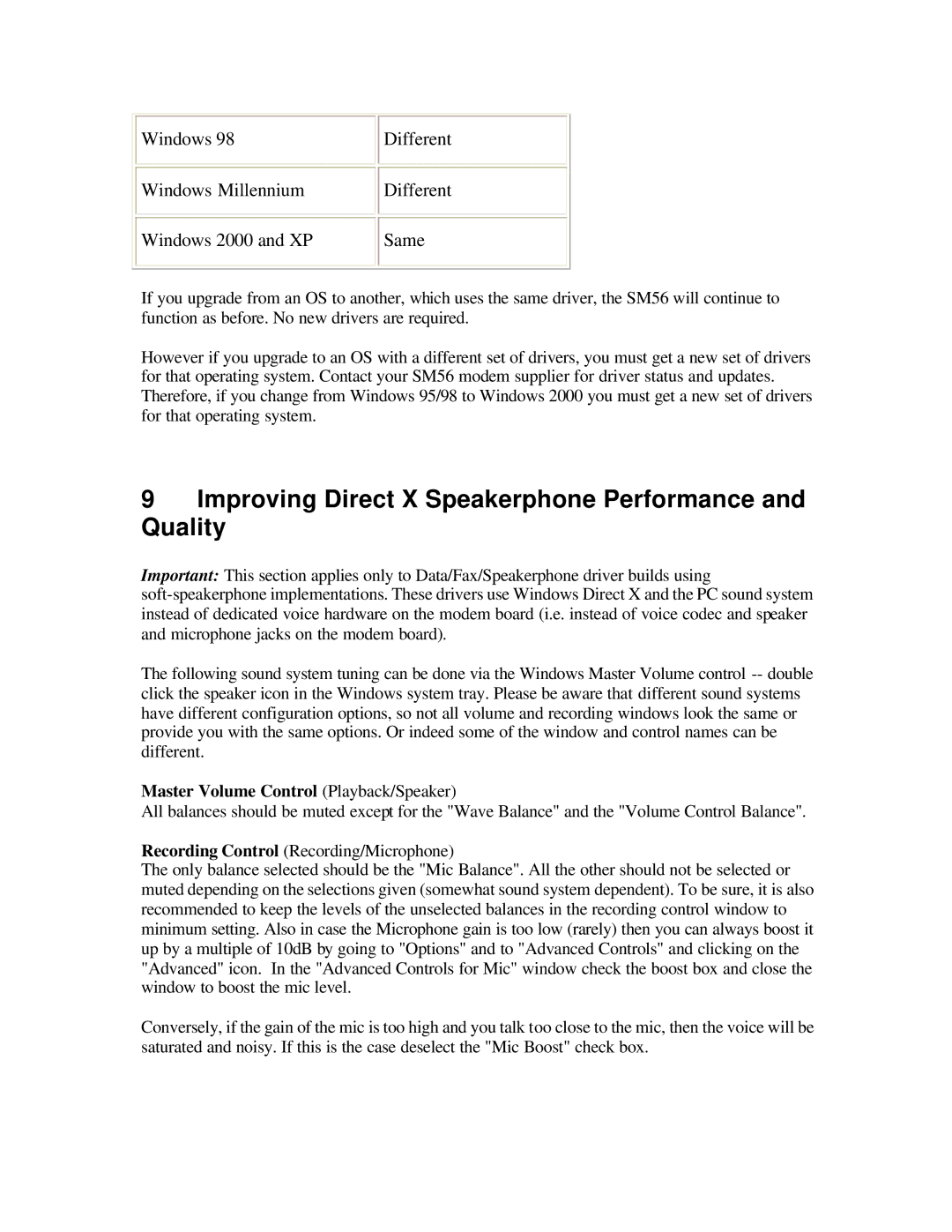 Motorola SM56 quick start Improving Direct X Speakerphone Performance and Quality, Master Volume Control Playback/Speaker 