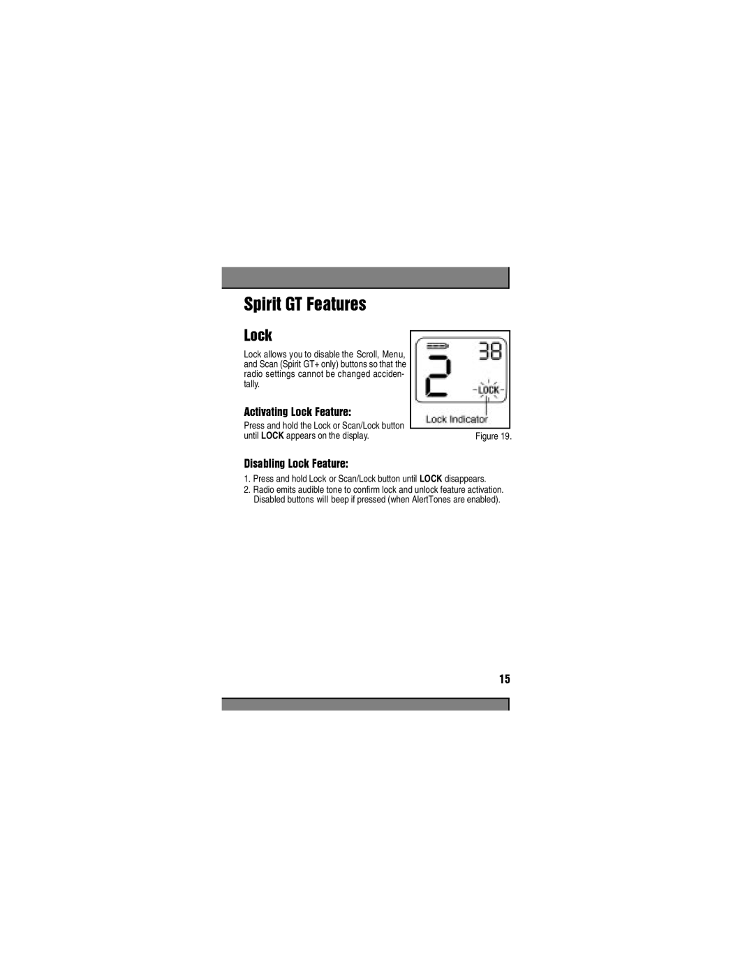 Motorola Spirit GT manual Until Lock appears on the display 