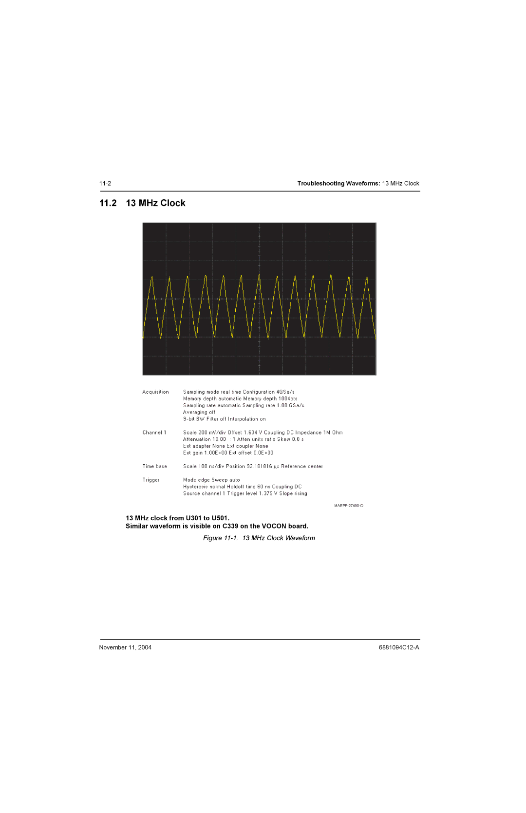 Motorola SSETM 5000 service manual 11.2 13 MHz Clock, MHz Clock Waveform 