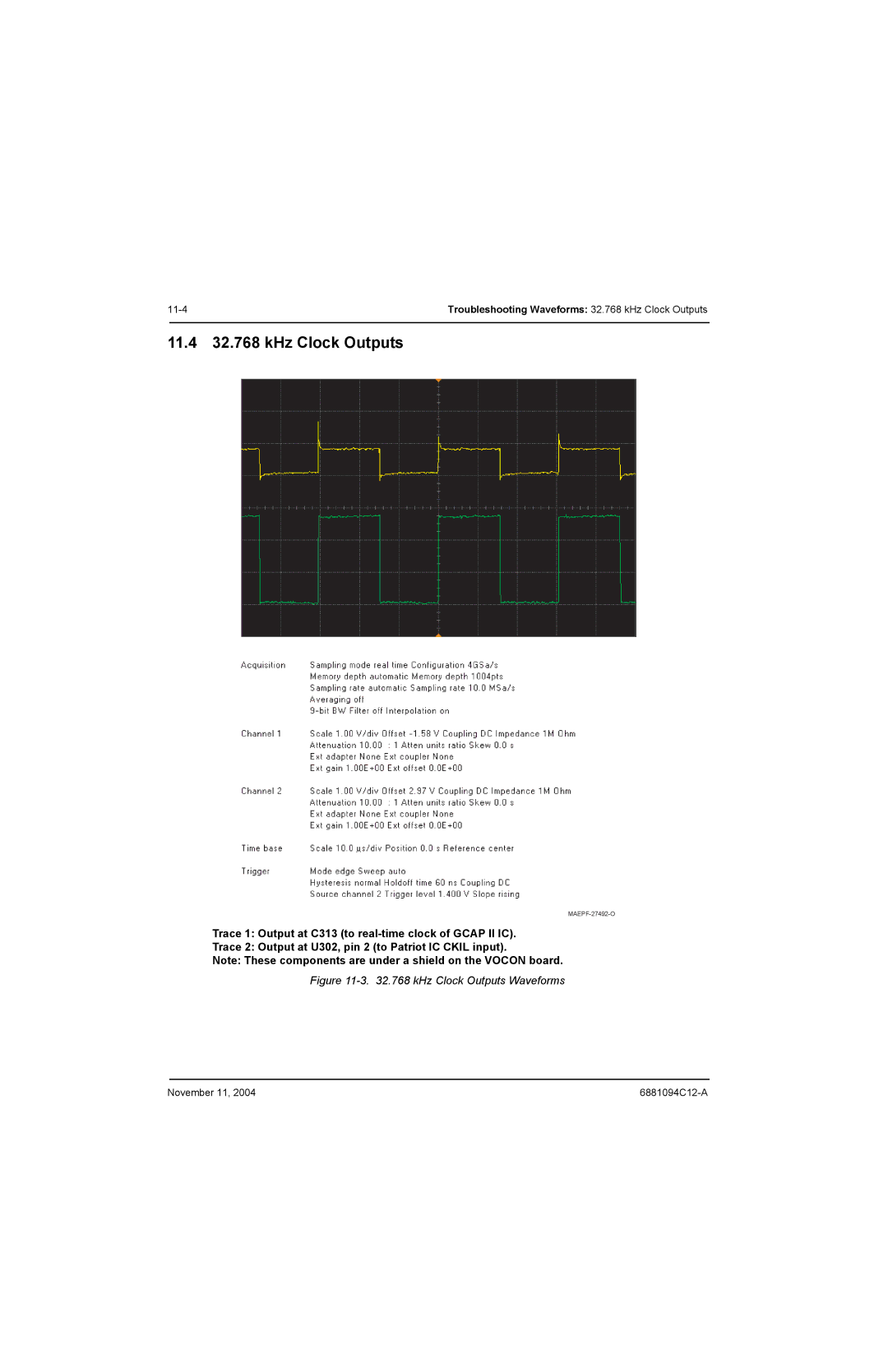 Motorola SSETM 5000 service manual 11.4 32.768 kHz Clock Outputs, kHz Clock Outputs Waveforms 