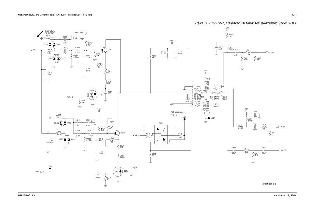 Motorola SSETM 5000 service manual NUE7337 Frequency Generation Unit Synthesizer Circuit-2 