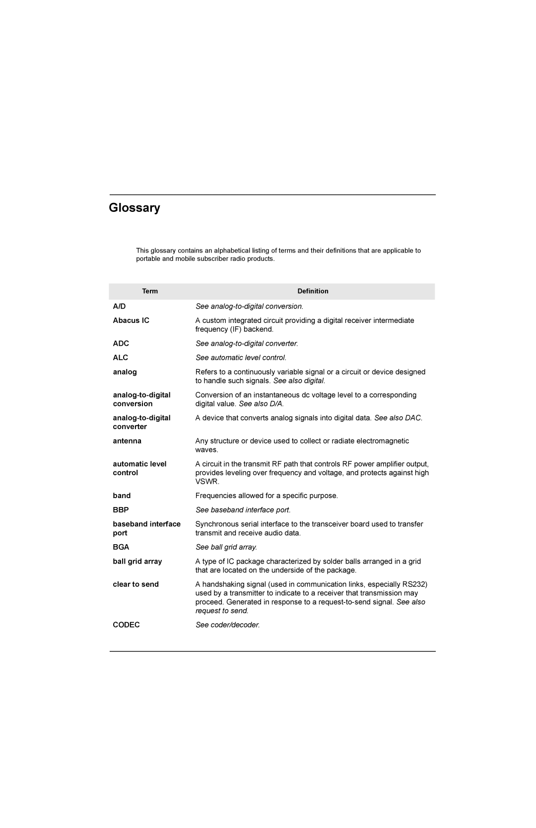 Motorola SSETM 5000 service manual Glossary, Alc 