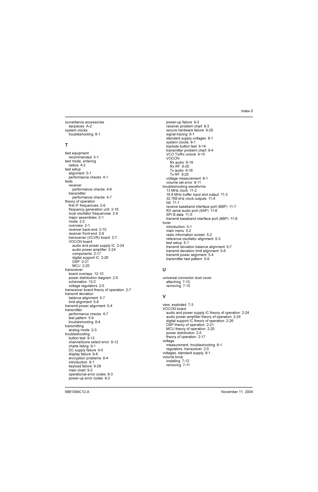 Motorola SSETM 5000 service manual Index-3 