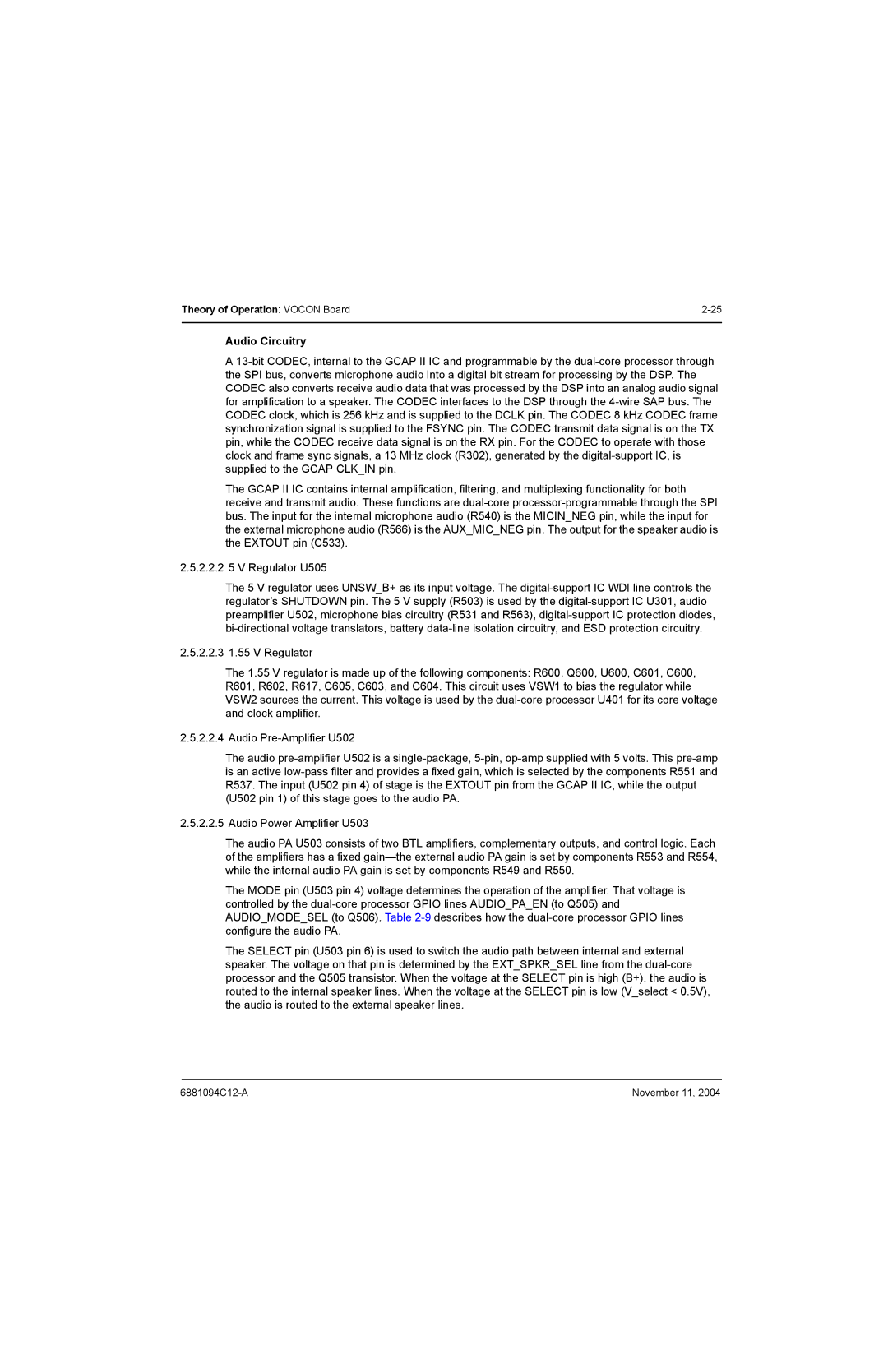 Motorola SSETM 5000 service manual Audio Circuitry 