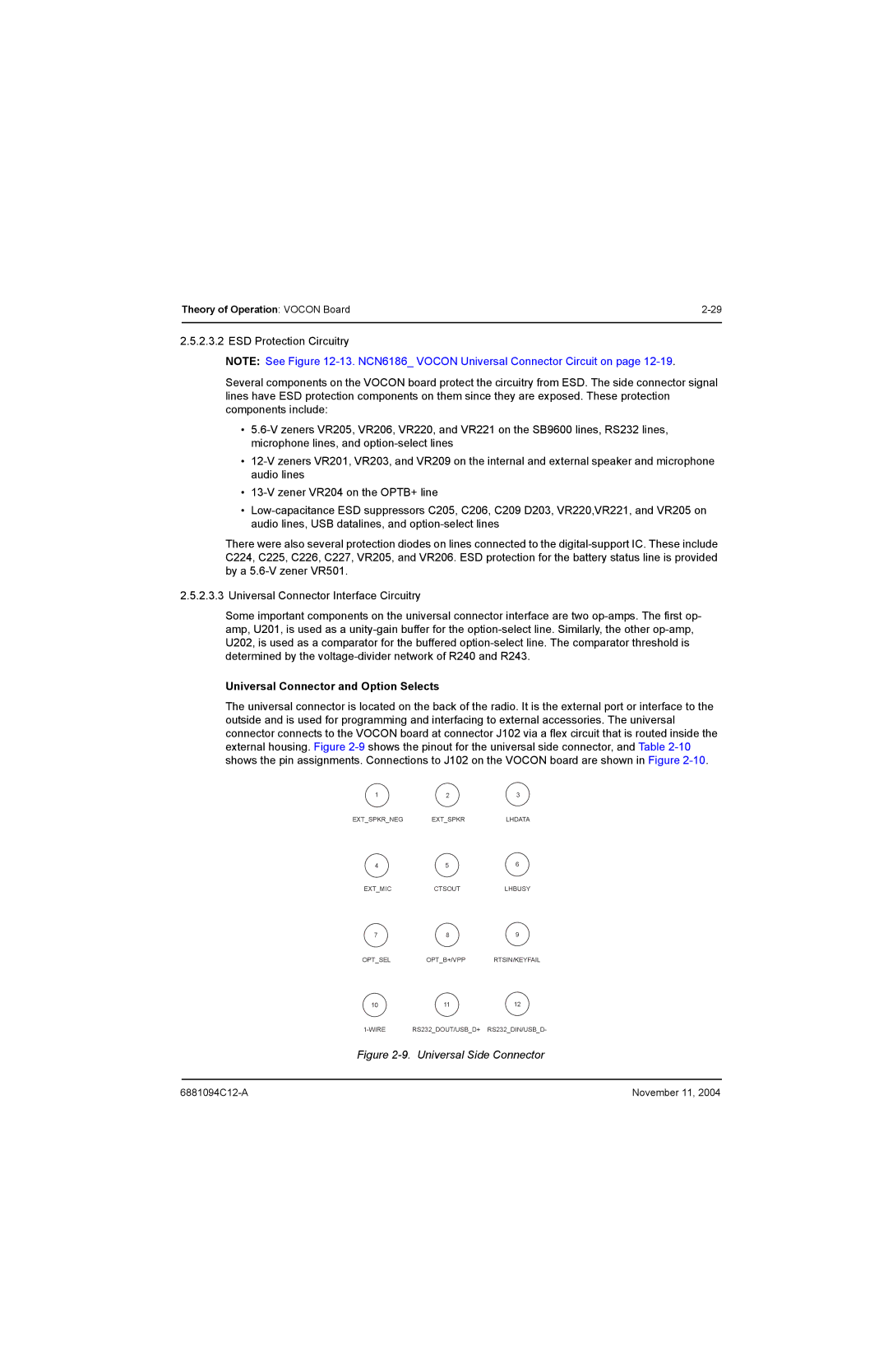 Motorola SSETM 5000 service manual Universal Connector and Option Selects, Universal Side Connector 