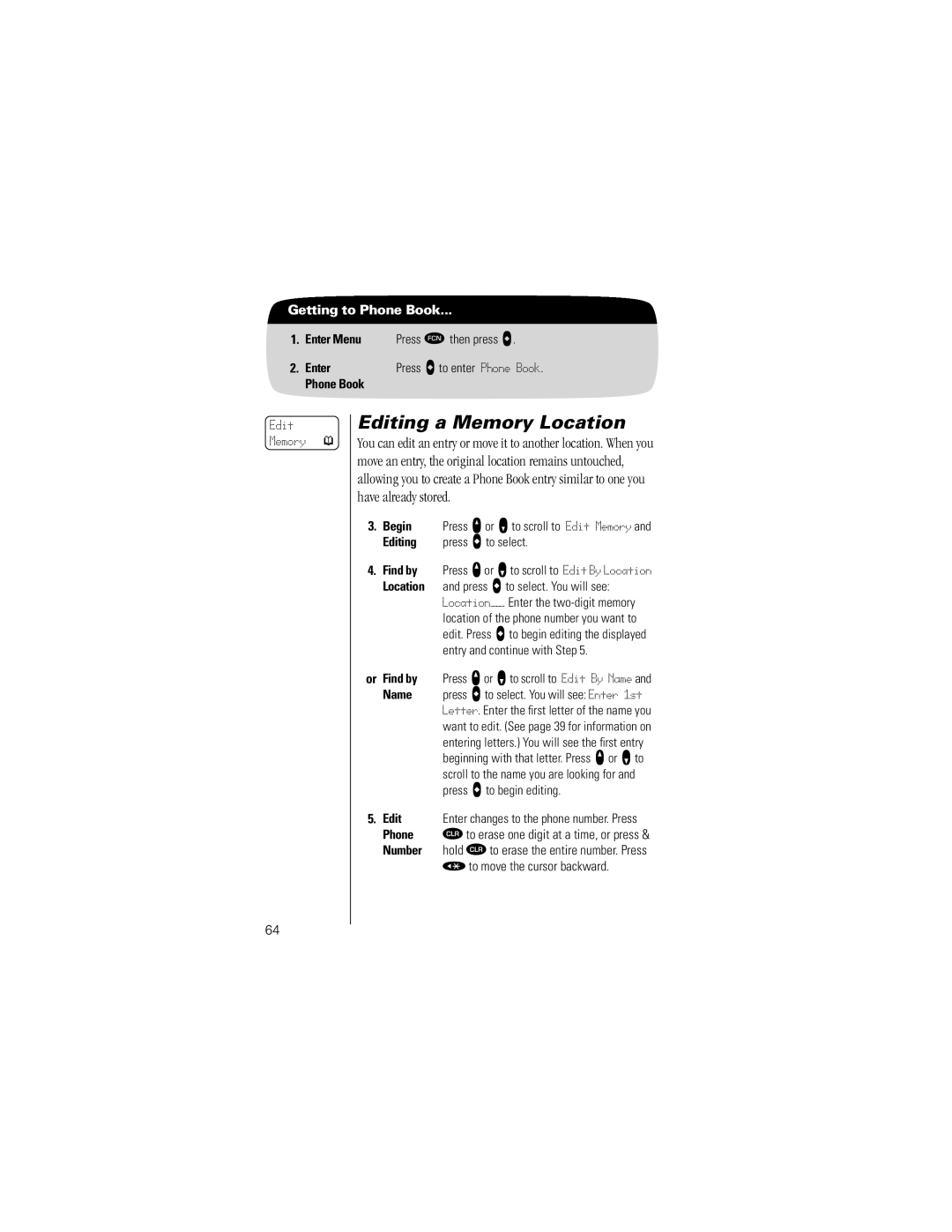 Motorola ST7762 specifications Editing a Memory Location, Find by 