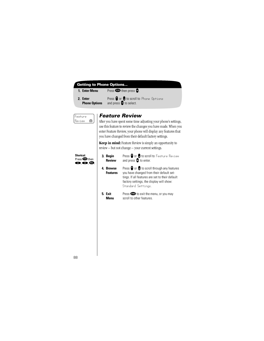 Motorola ST7762 specifications Feature Review, Getting to Phone Options 