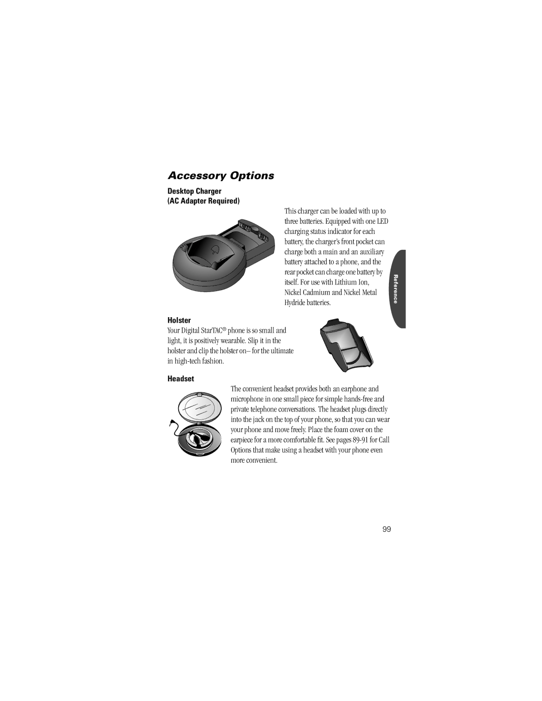 Motorola ST7762 specifications Desktop Charger AC Adapter Required, Holster, Headset 