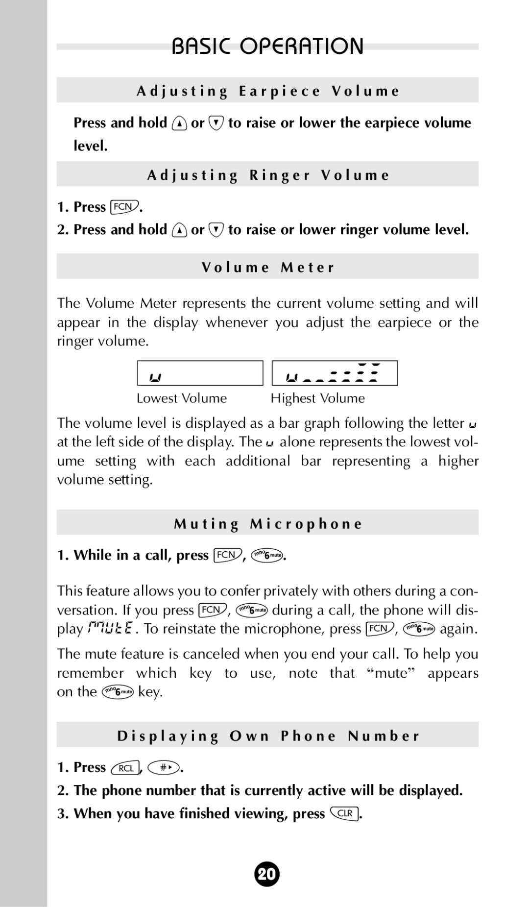 Motorola StarTAC 85 owner manual T i n g M i c r o p h o n e While in a call, press Ï, ﬂ 