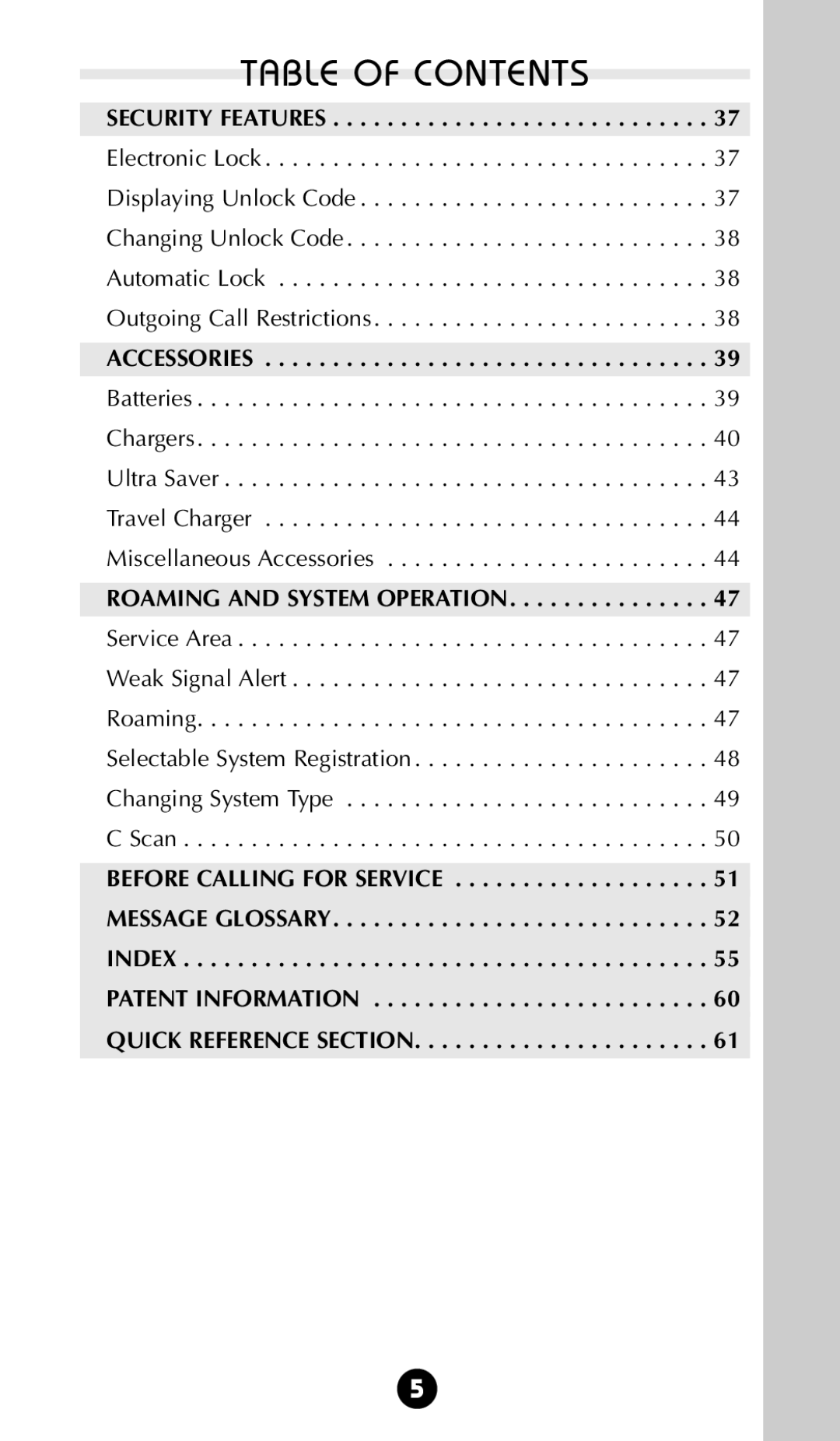 Motorola StarTAC 85 owner manual Security Features, Accessories, Roaming and System Operation 