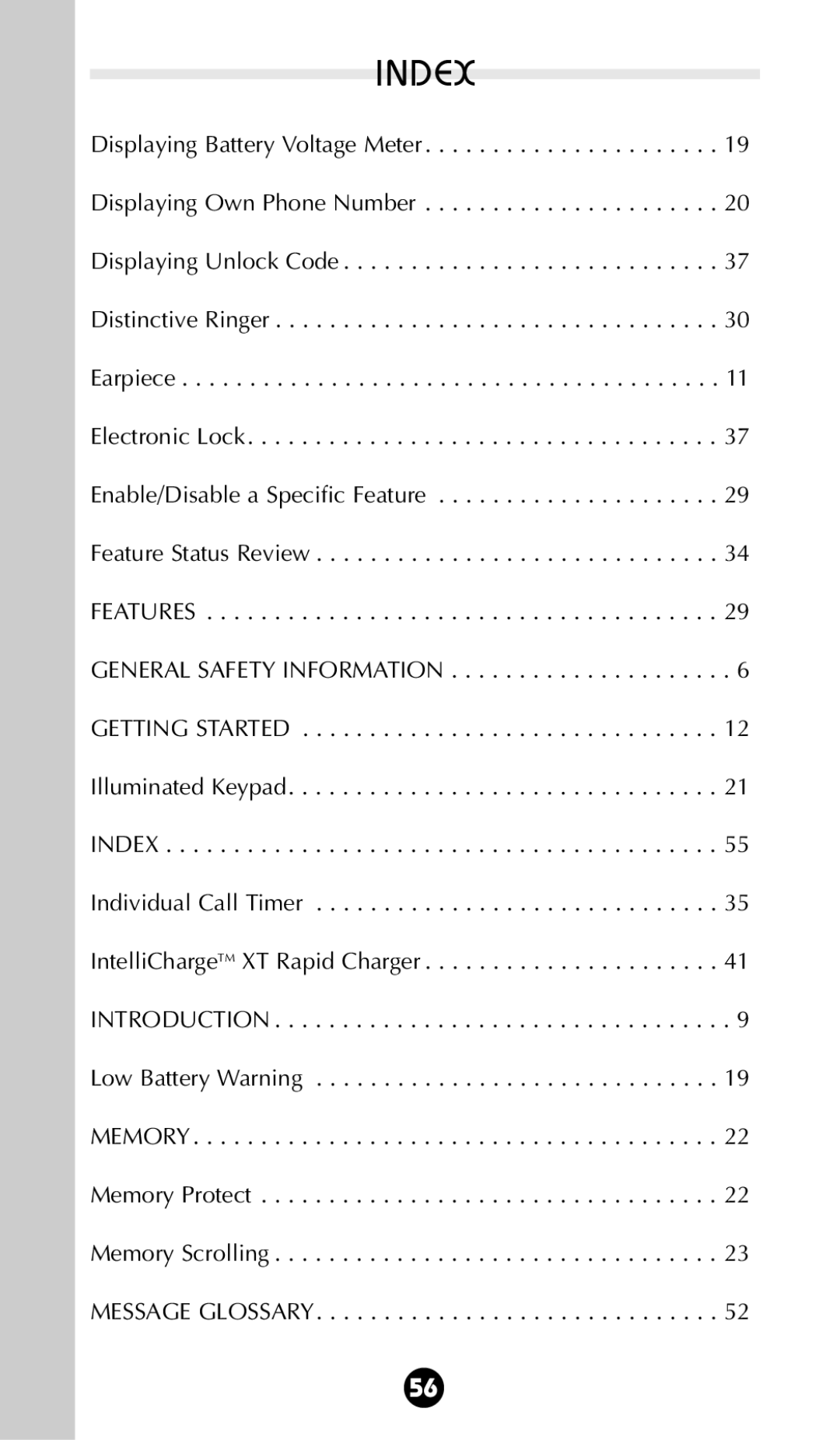 Motorola StarTAC 85 owner manual Index 