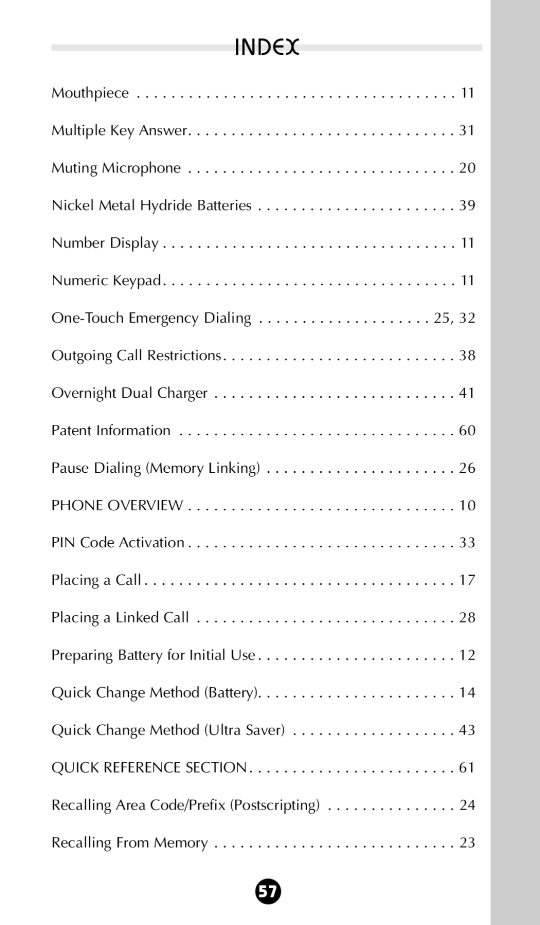 Motorola StarTAC 85 owner manual Index 