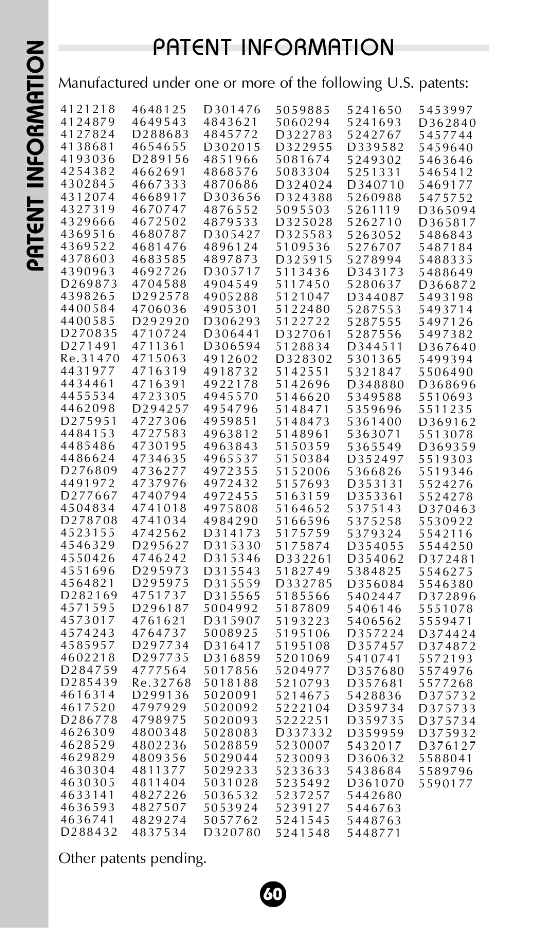 Motorola StarTAC 85 owner manual Patent Information 