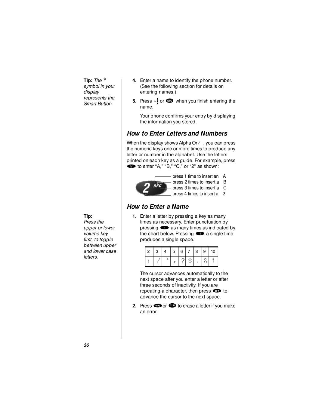 Motorola StarTAC specifications How to Enter Letters and Numbers, How to Enter a Name 