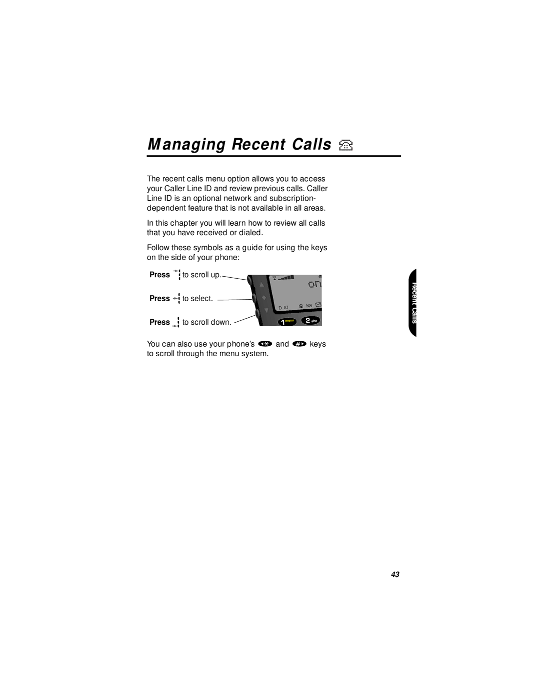 Motorola StarTAC specifications Managing Recent Calls 