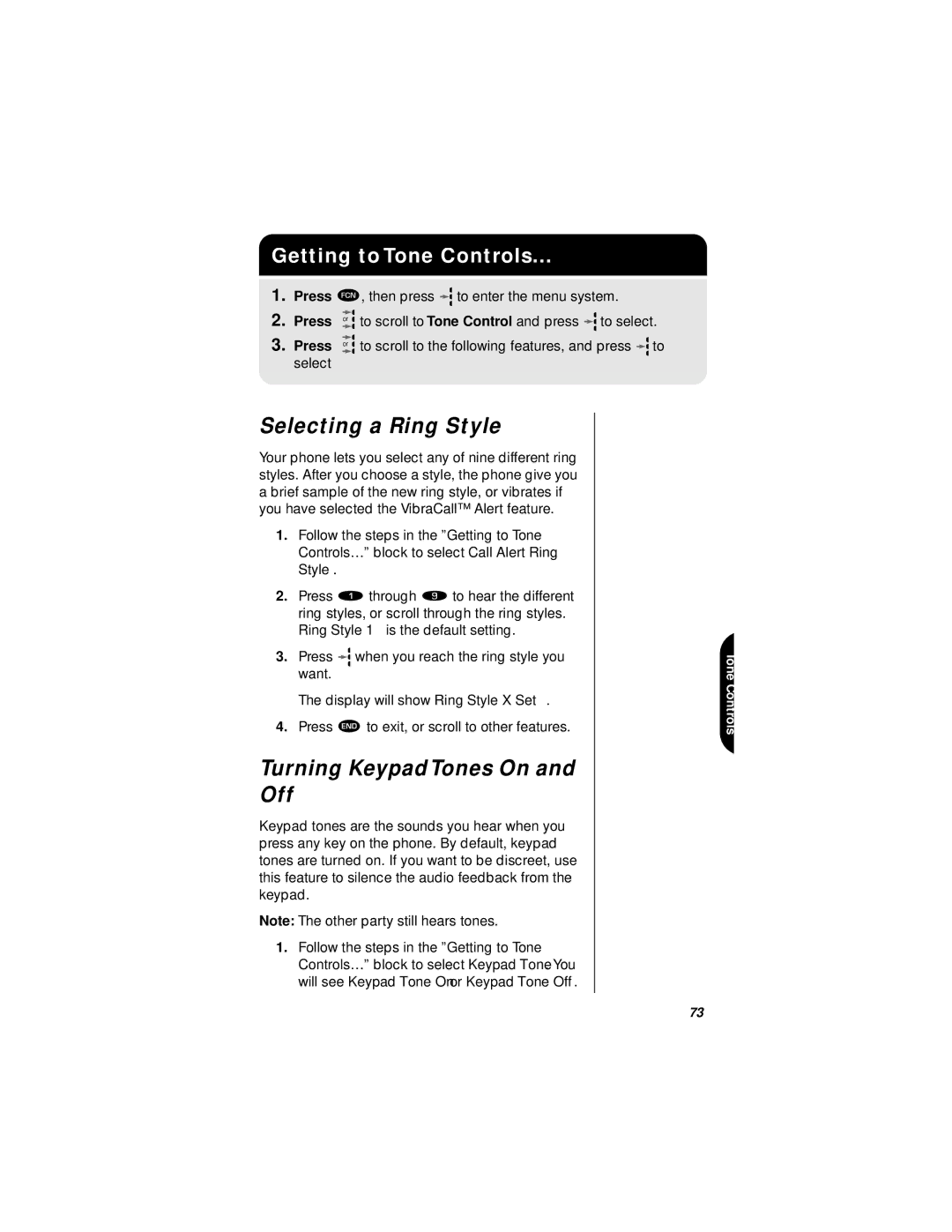 Motorola StarTAC specifications Selecting a Ring Style, Turning KeypadTones On Off 