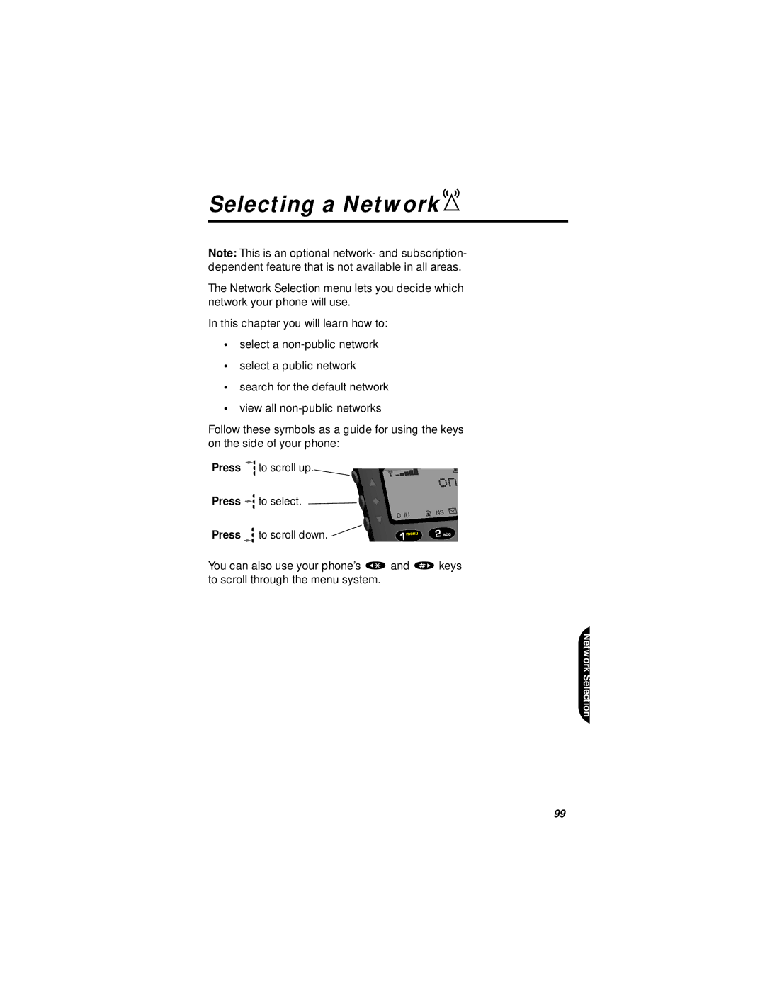 Motorola StarTAC specifications Selecting a Network 