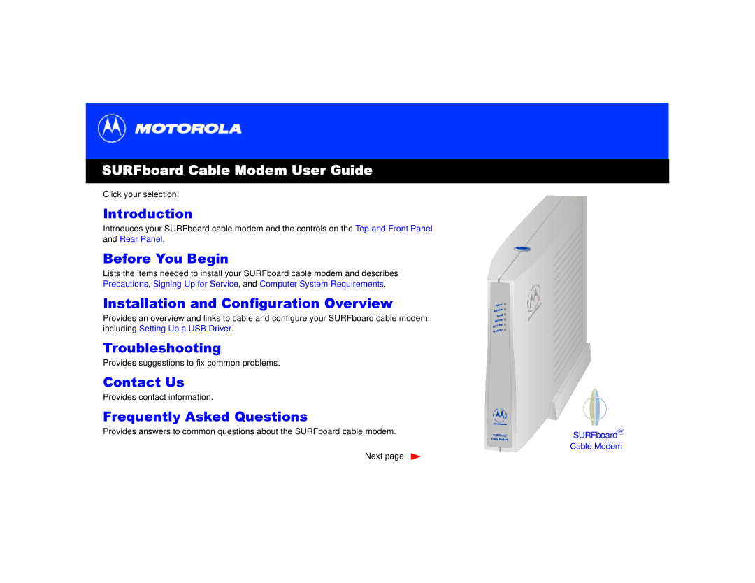 Motorola manual SURFboard Cable Modem User Guide 