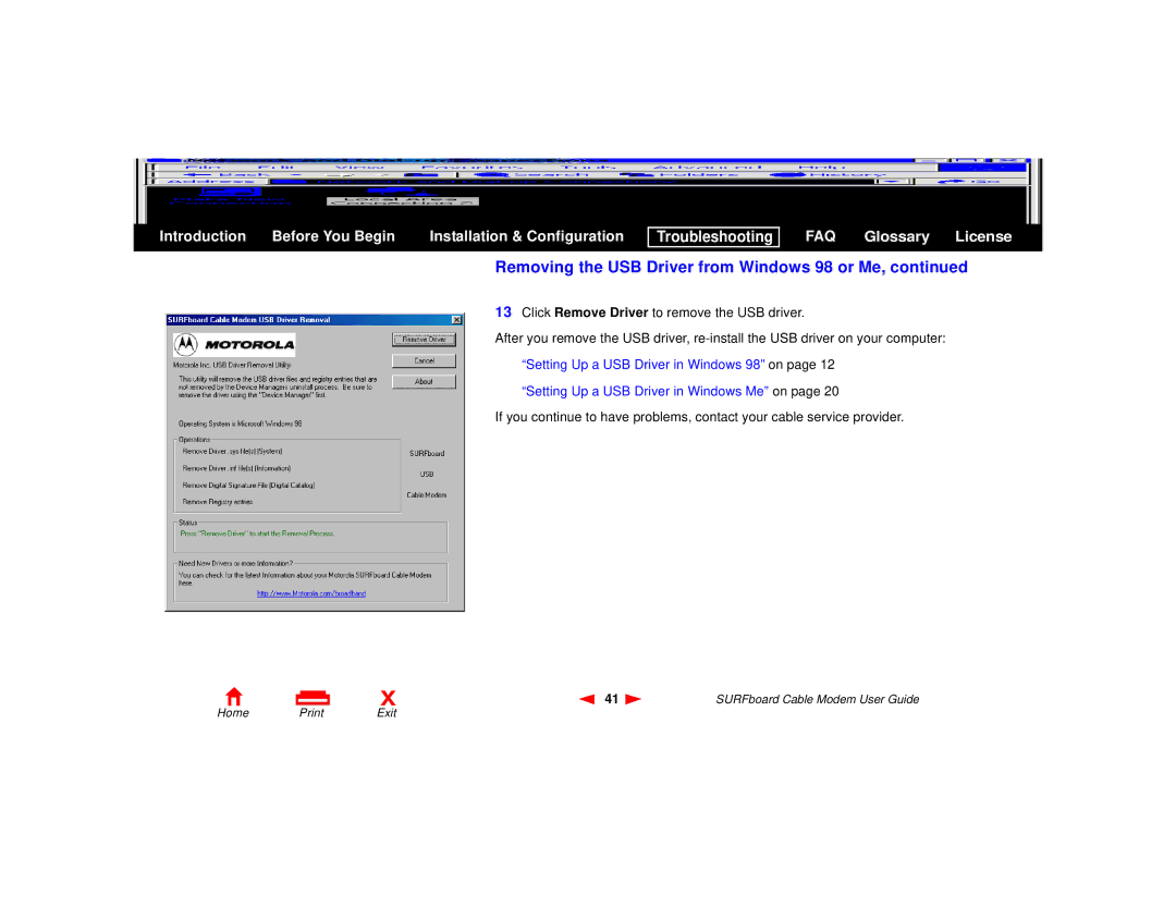 Motorola SURFboard Cable Modem manual FAQ Glossary License 