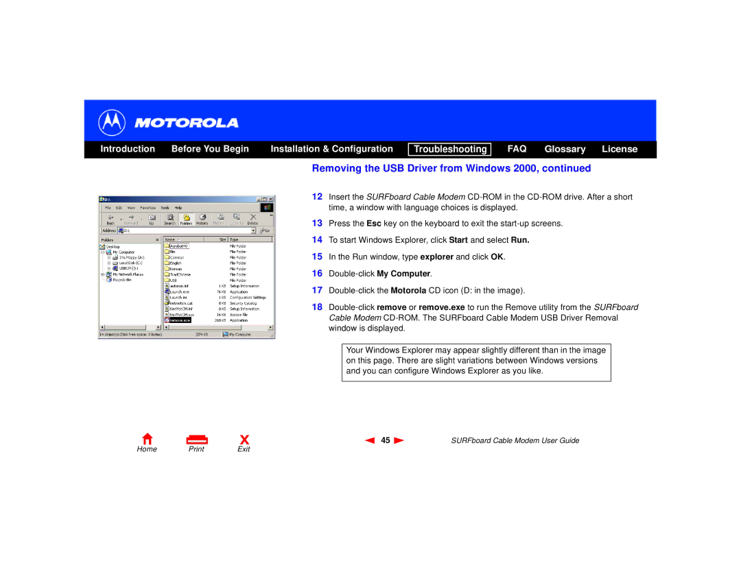 Motorola SURFboard Cable Modem manual FAQ Glossary License 