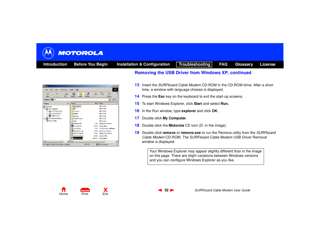 Motorola SURFboard Cable Modem manual FAQ Glossary License 