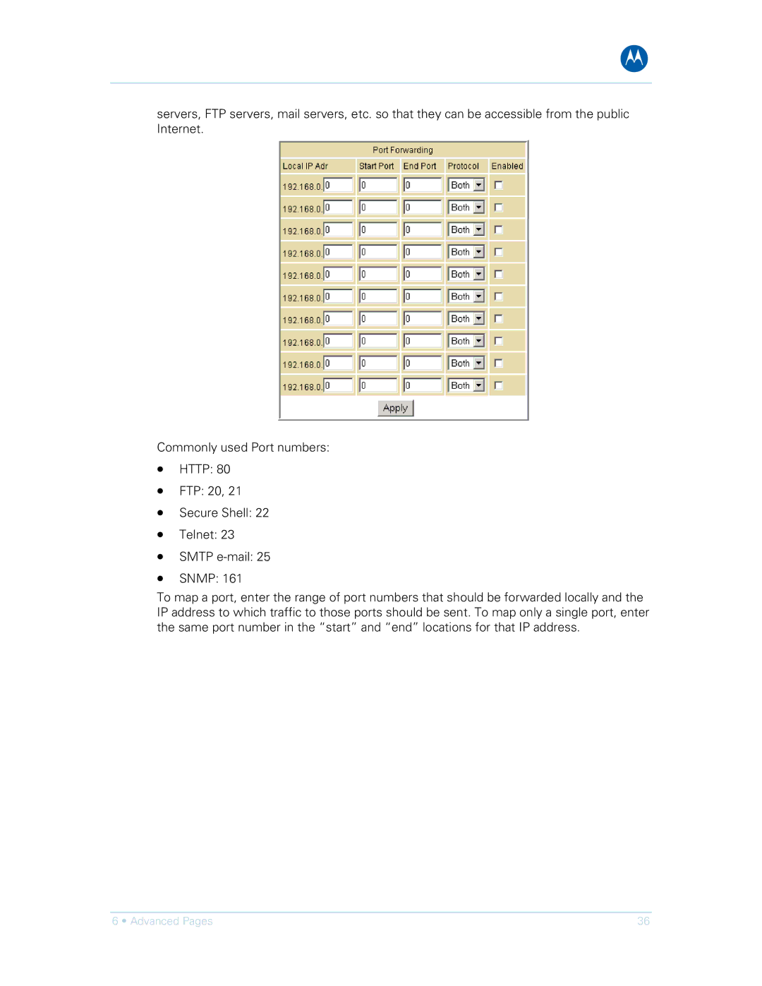 Motorola SVG1501UE, SVG1501E manual Advanced Pages 