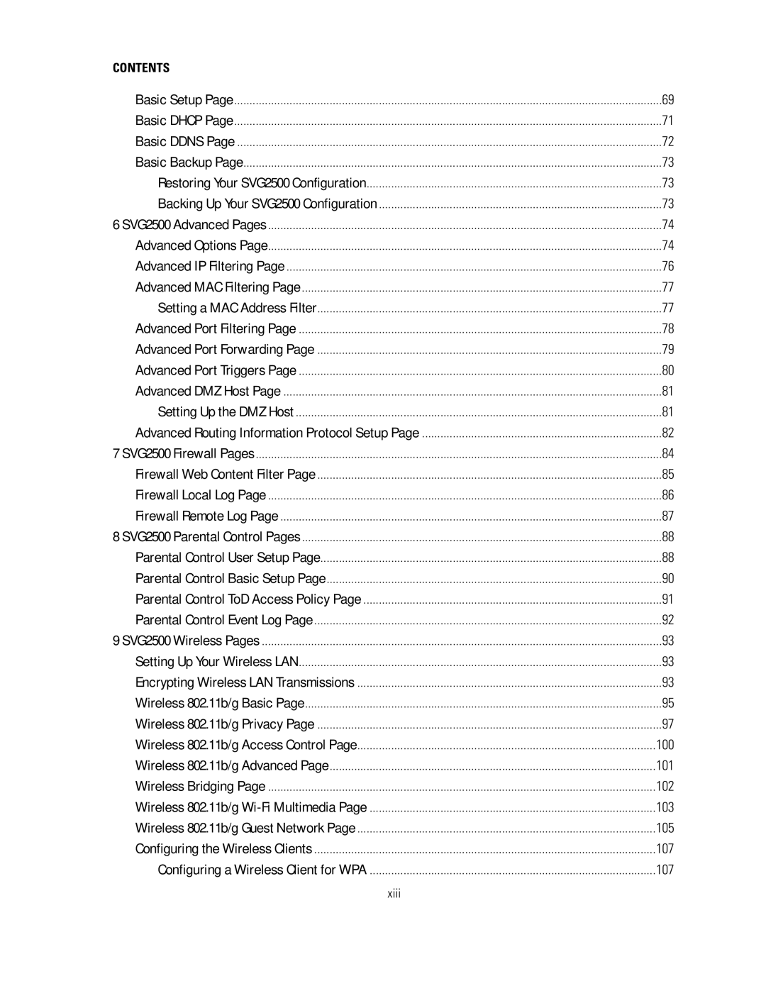 Motorola SVG2500 manual Contents 