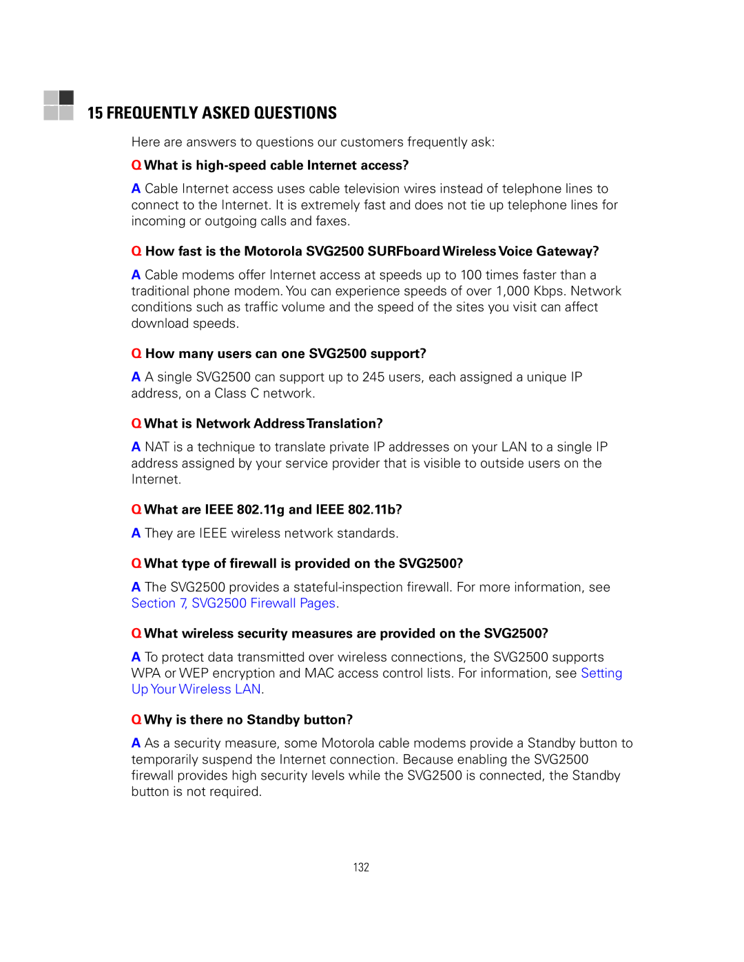 Motorola SVG2500 manual Frequently Asked Questions 