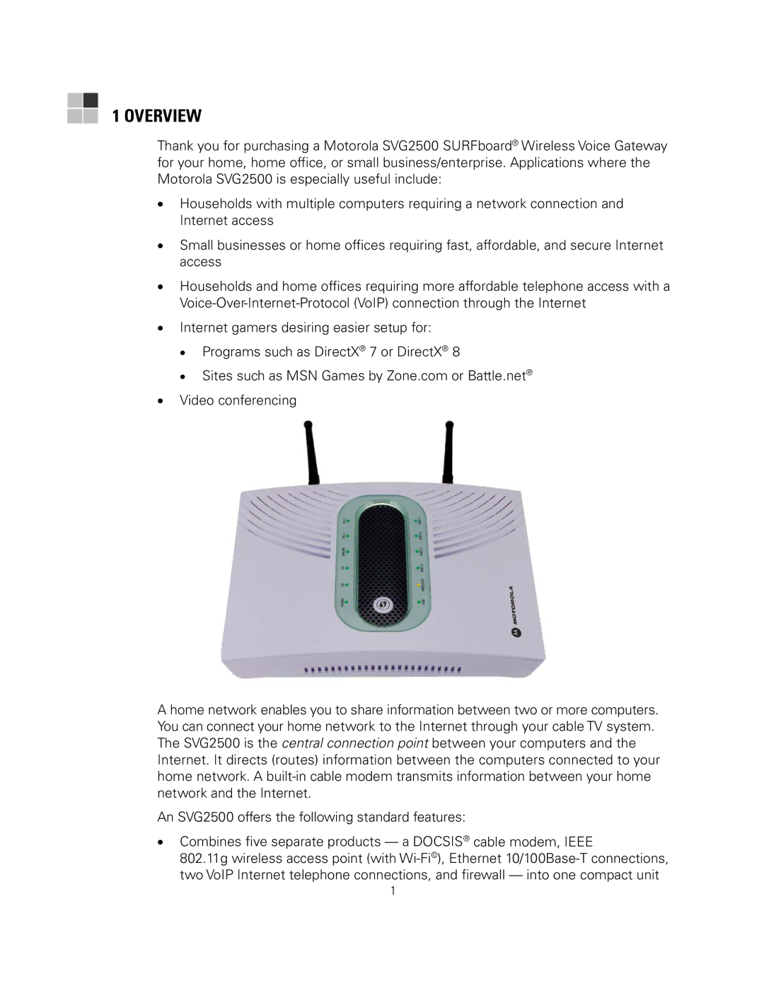 Motorola SVG2500 manual Overview 