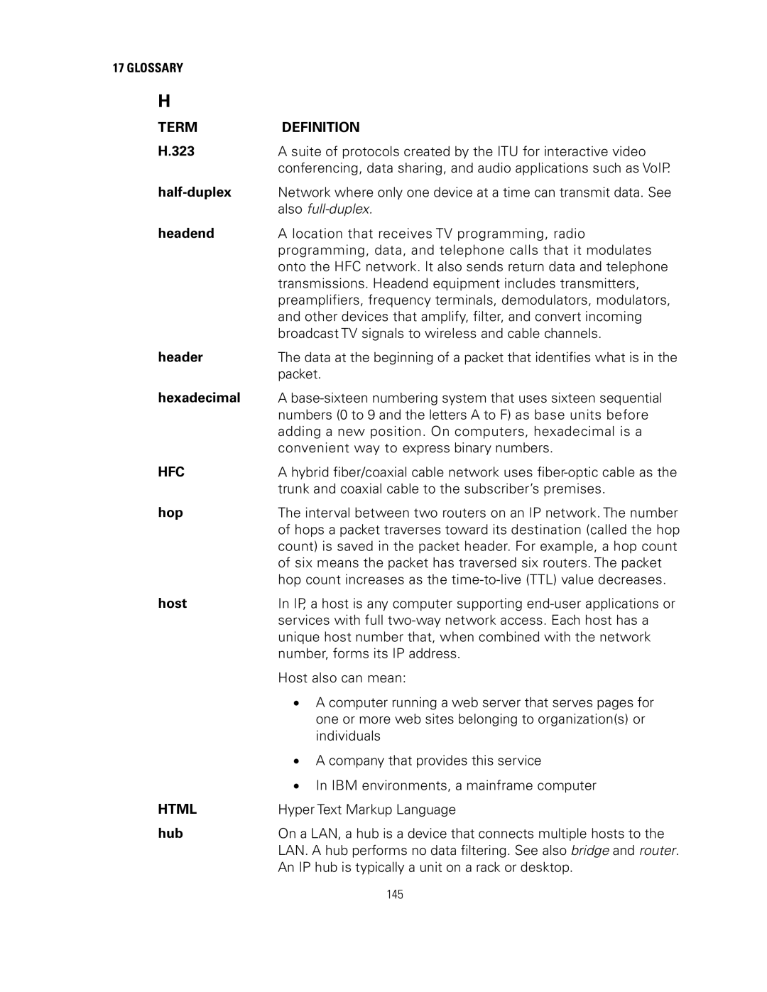 Motorola SVG2500 manual Hfc, Html 