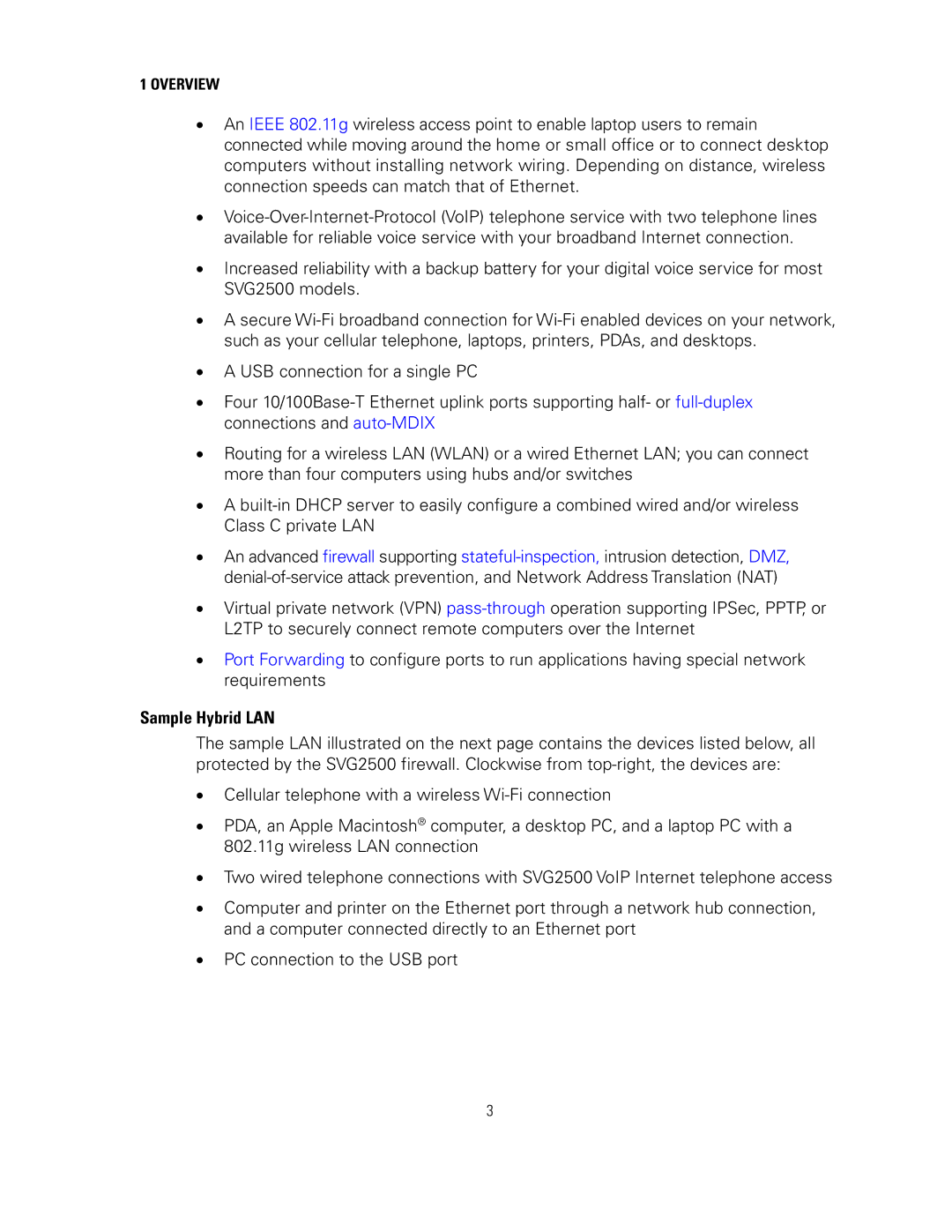 Motorola SVG2500 manual Sample Hybrid LAN 