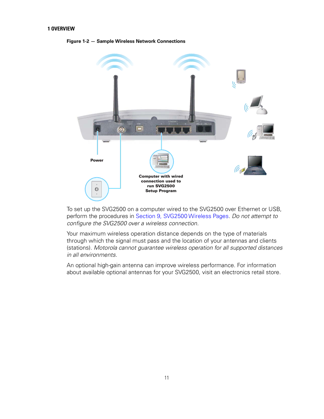 Motorola SVG2500 manual Sample Wireless Network Connections 