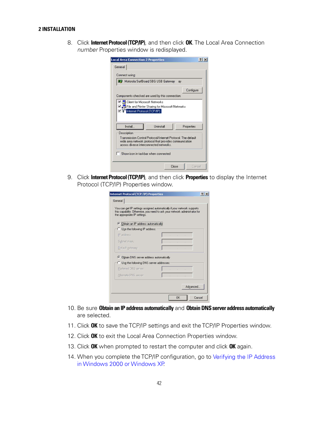 Motorola SVG2500 manual Installation 