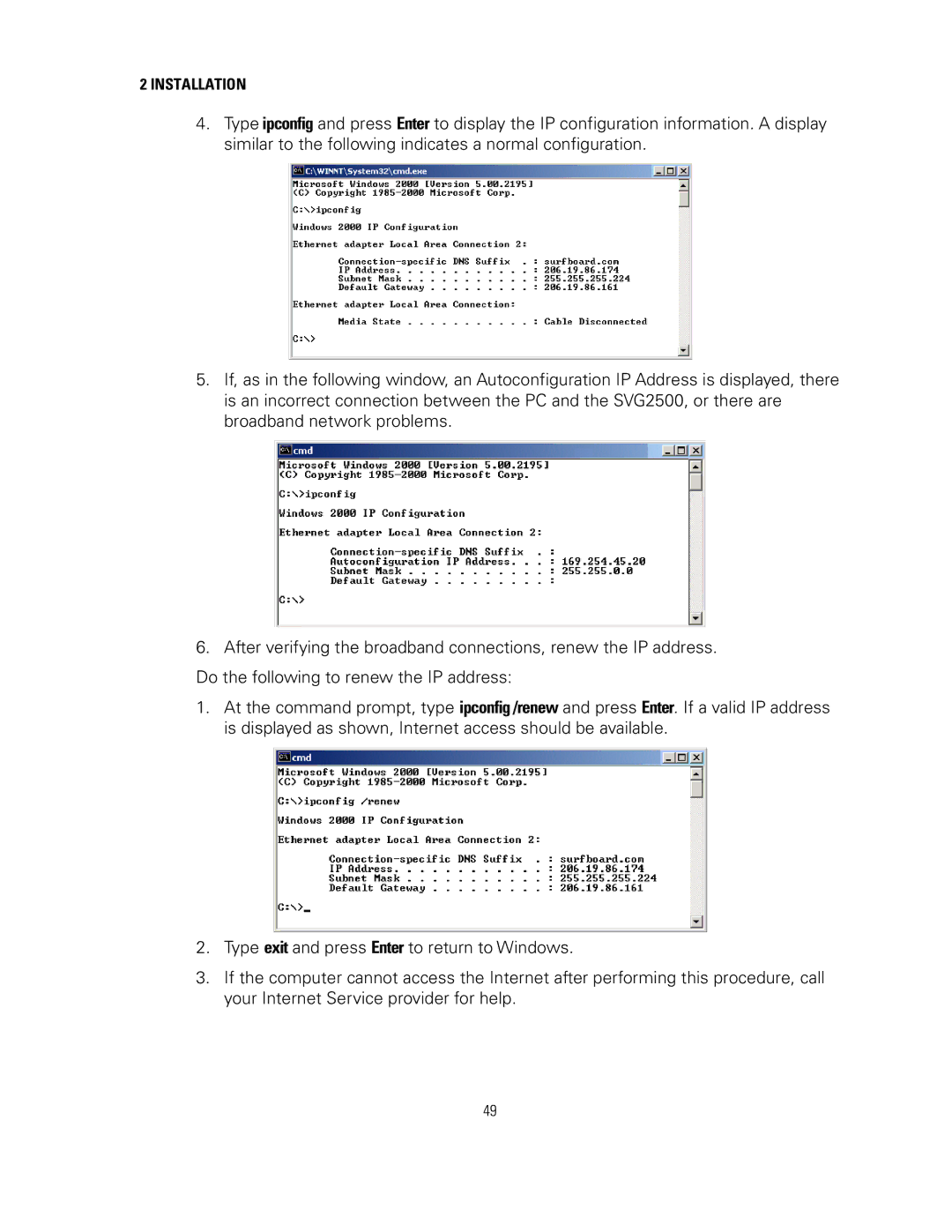 Motorola SVG2500 manual Installation 