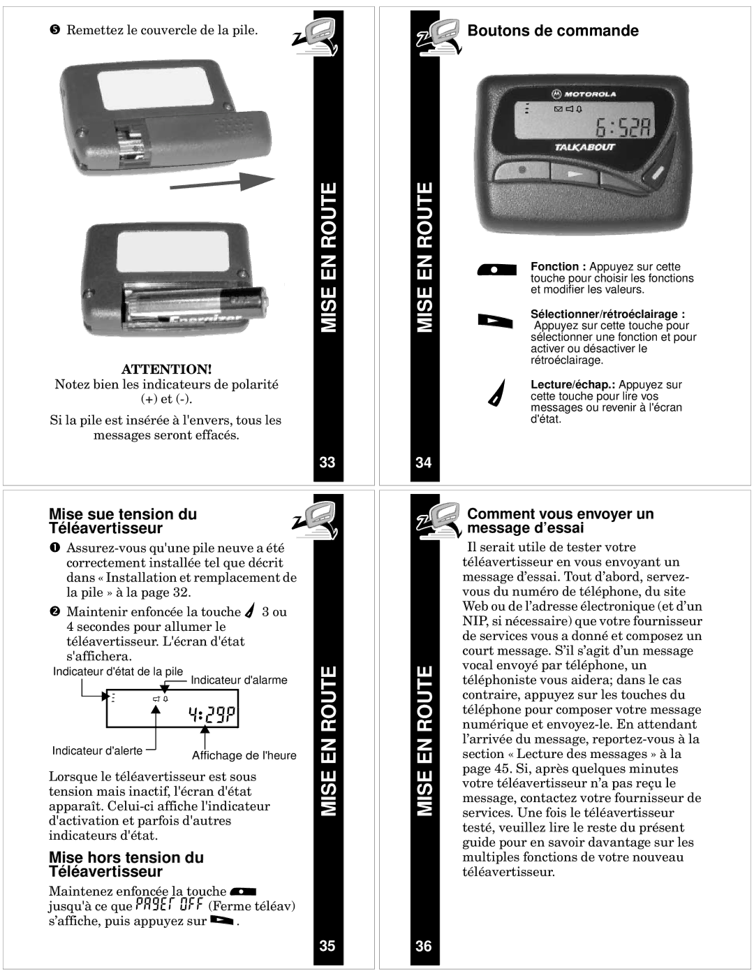 Motorola T10 manual Mise EN Route 