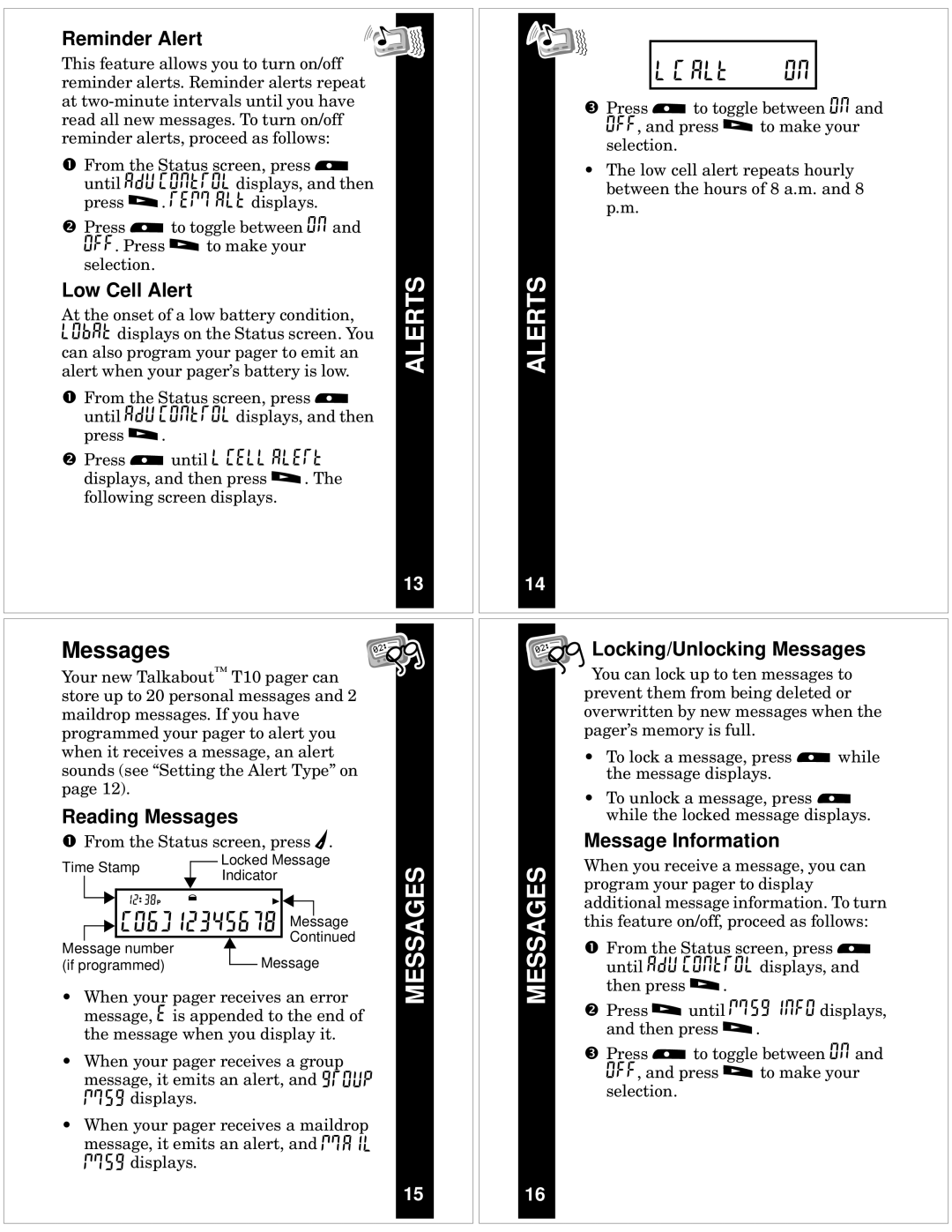 Motorola T10 manual Alerts, Messages 