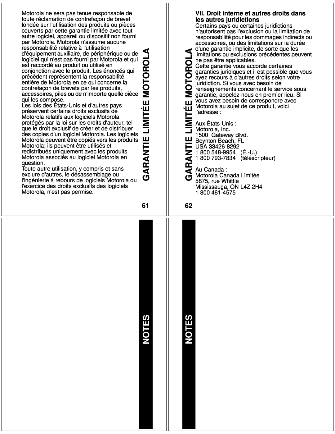 Motorola T10 manual VII. Droit interne et autres droits dans les autres juridictions 