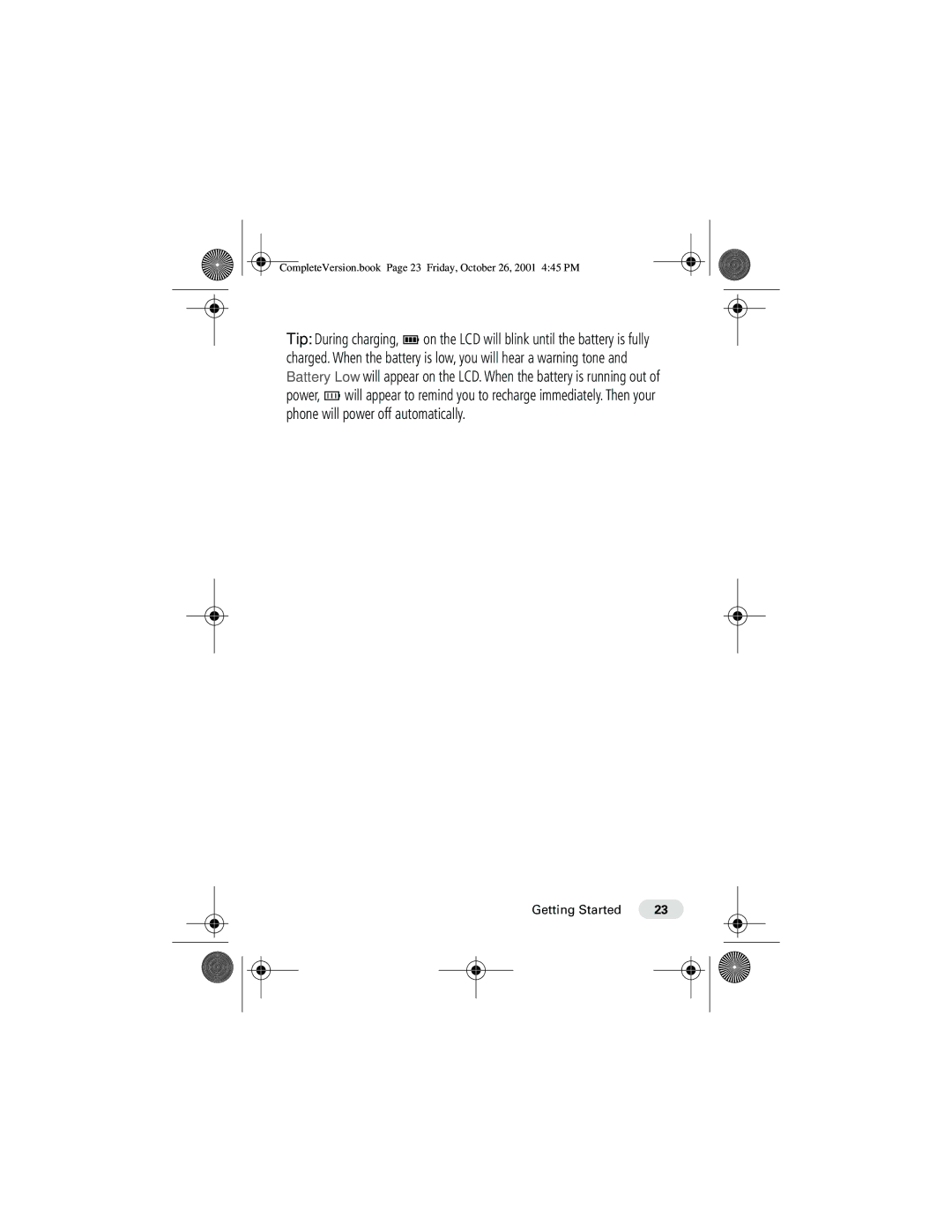 Motorola T190 manual CompleteVersion.book Page 23 Friday, October 26, 2001 445 PM 