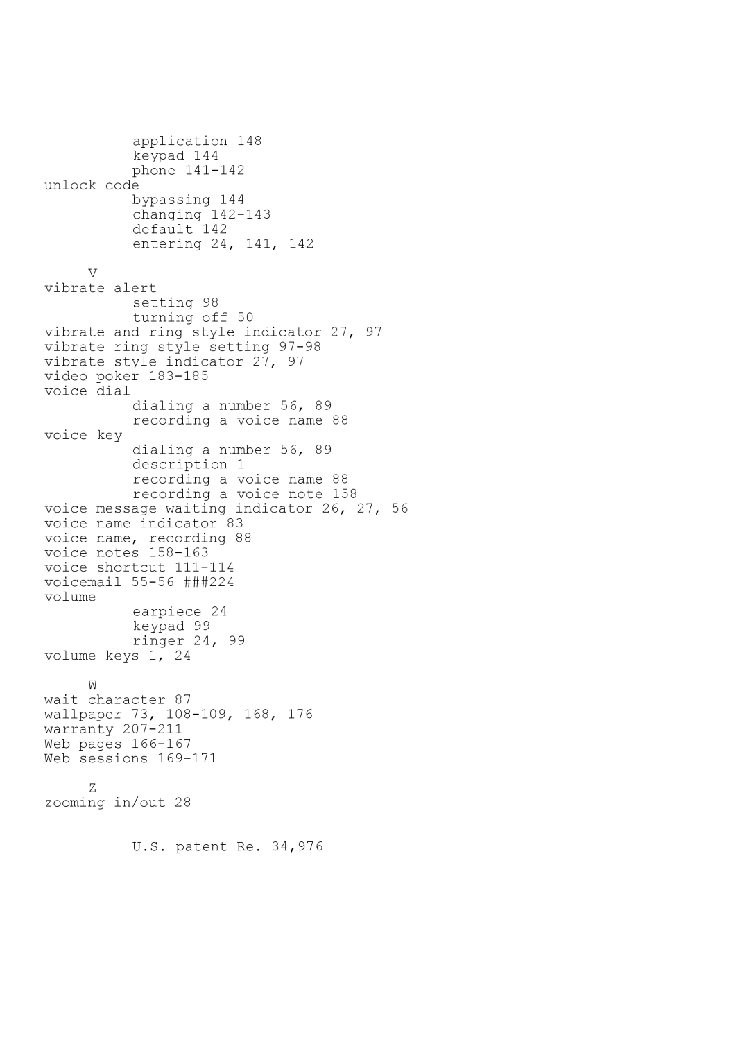 Motorola T280i manual Voice key, Zooming in/out Patent Re ,976 