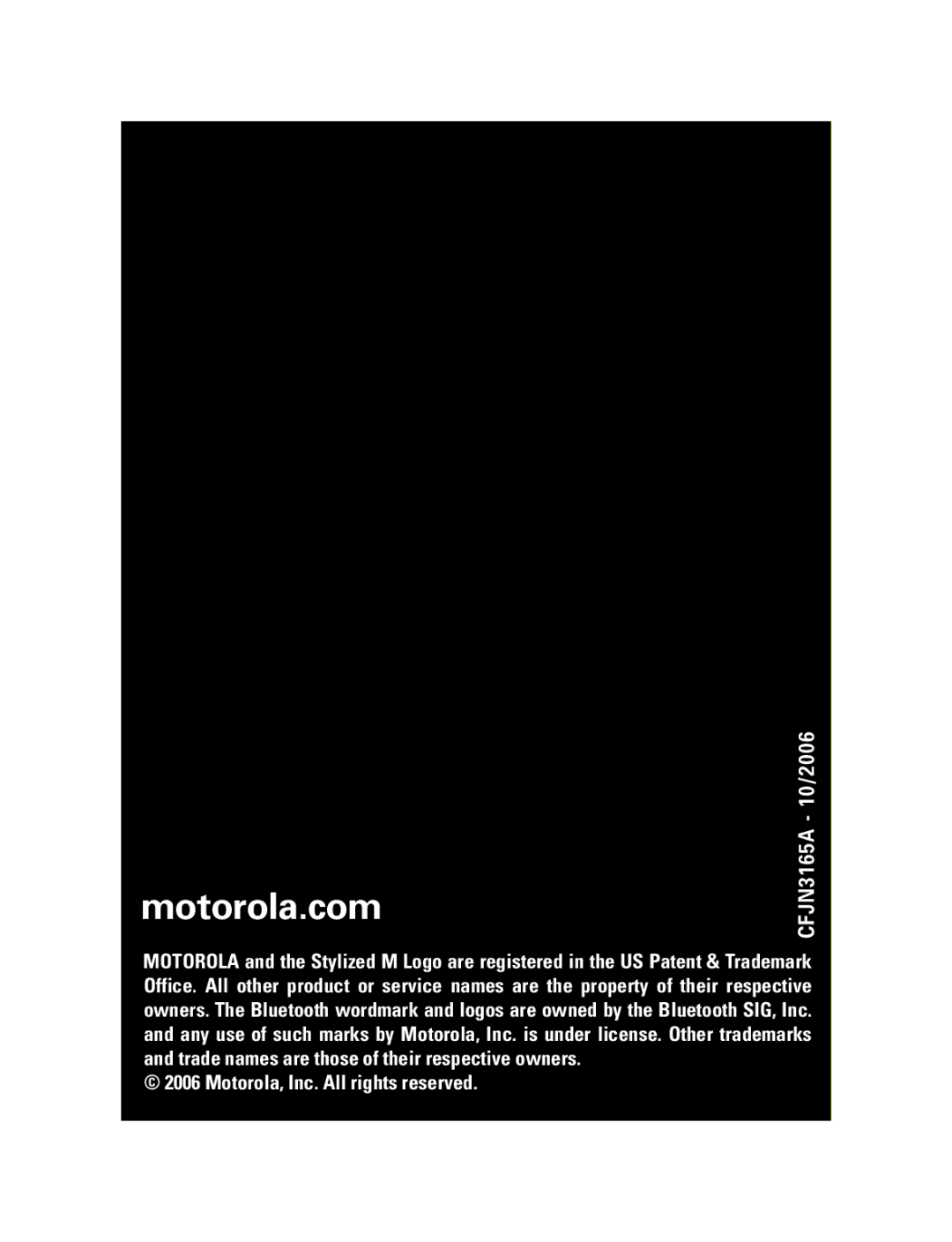 Motorola T305 manual Motorola.com, CFJN3165A 10/2006 