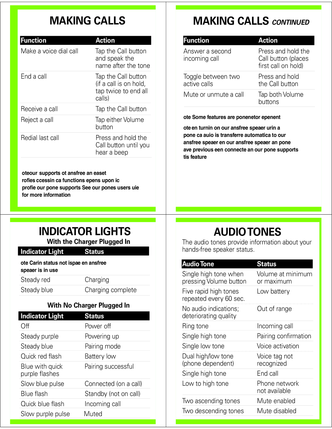 Motorola T305 manual Making Calls, Indicator Lights Audiotones 