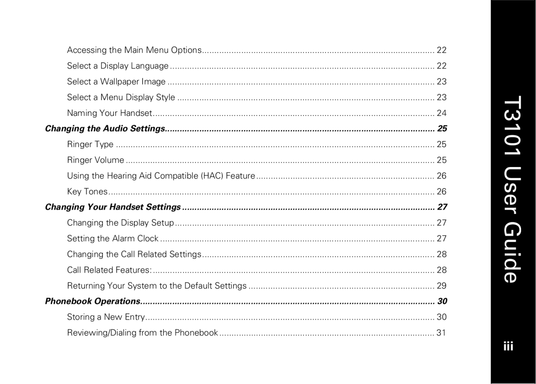 Motorola T3101 manual Iii 