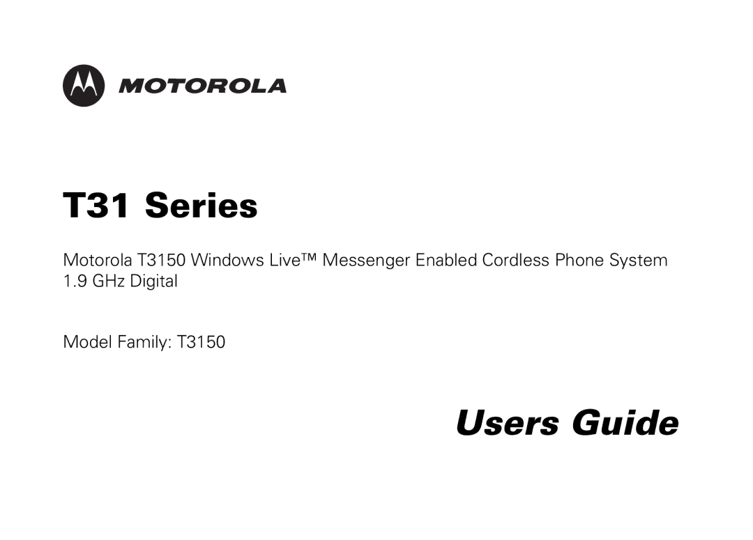 Motorola T3150 manual Users Guide 