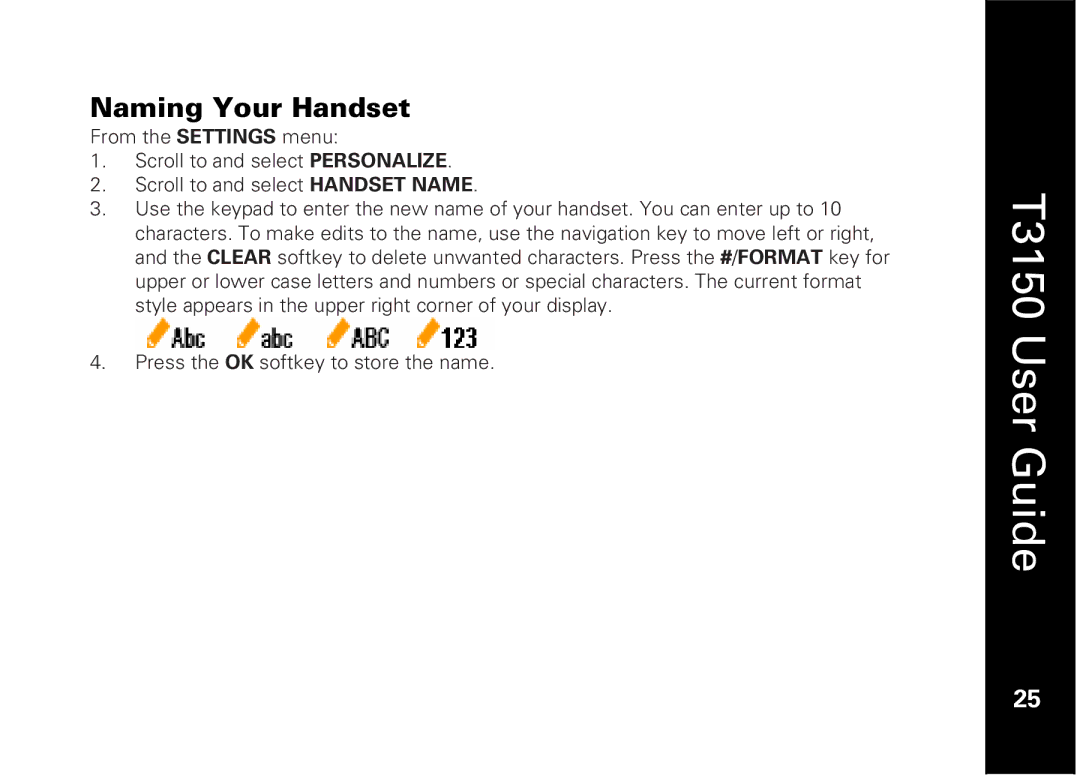 Motorola T3150 manual Naming Your Handset 