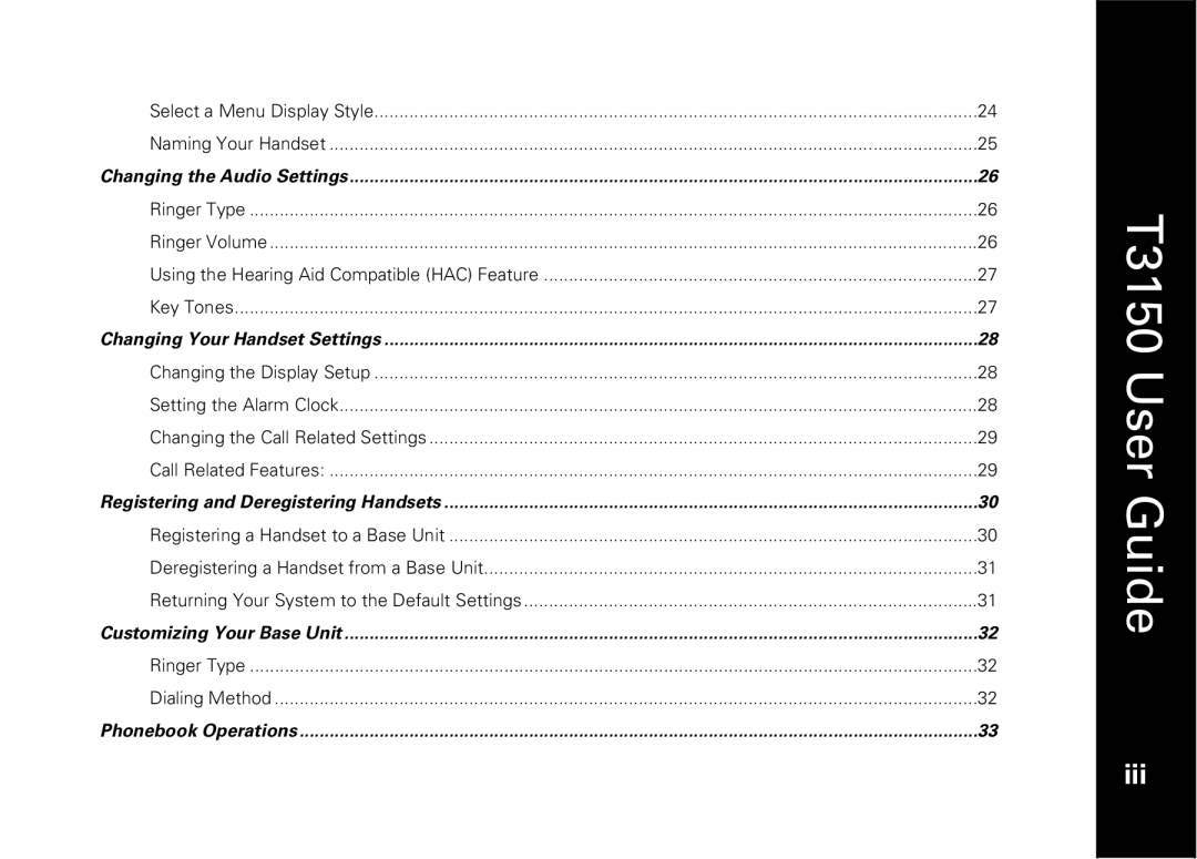 Motorola T3150 manual Iii 