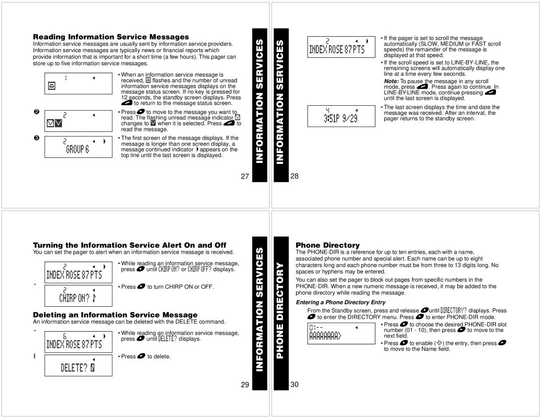 Motorola T340 manual Services, Chirp ON? y 