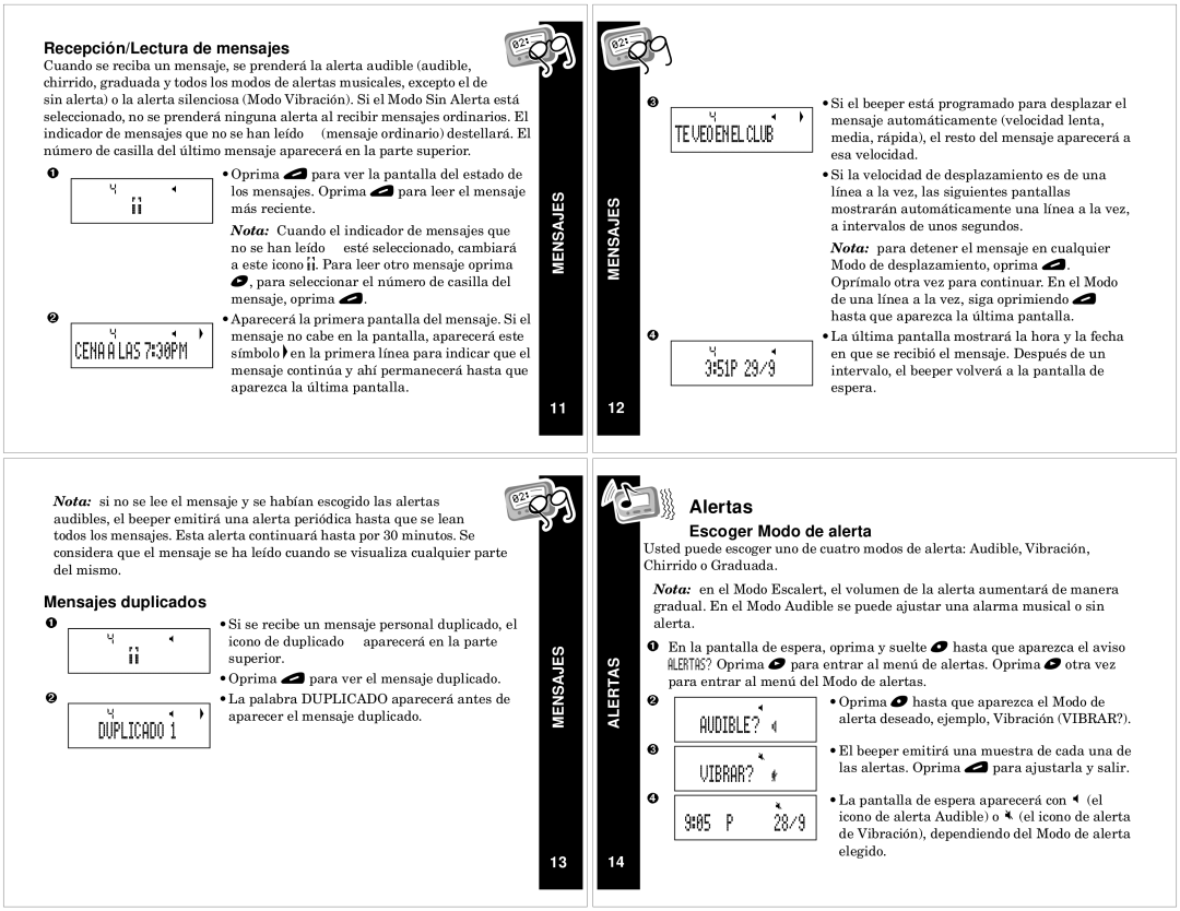 Motorola T340 manual Alertas, § § § $, Vibrar?, 905 P 28/9 